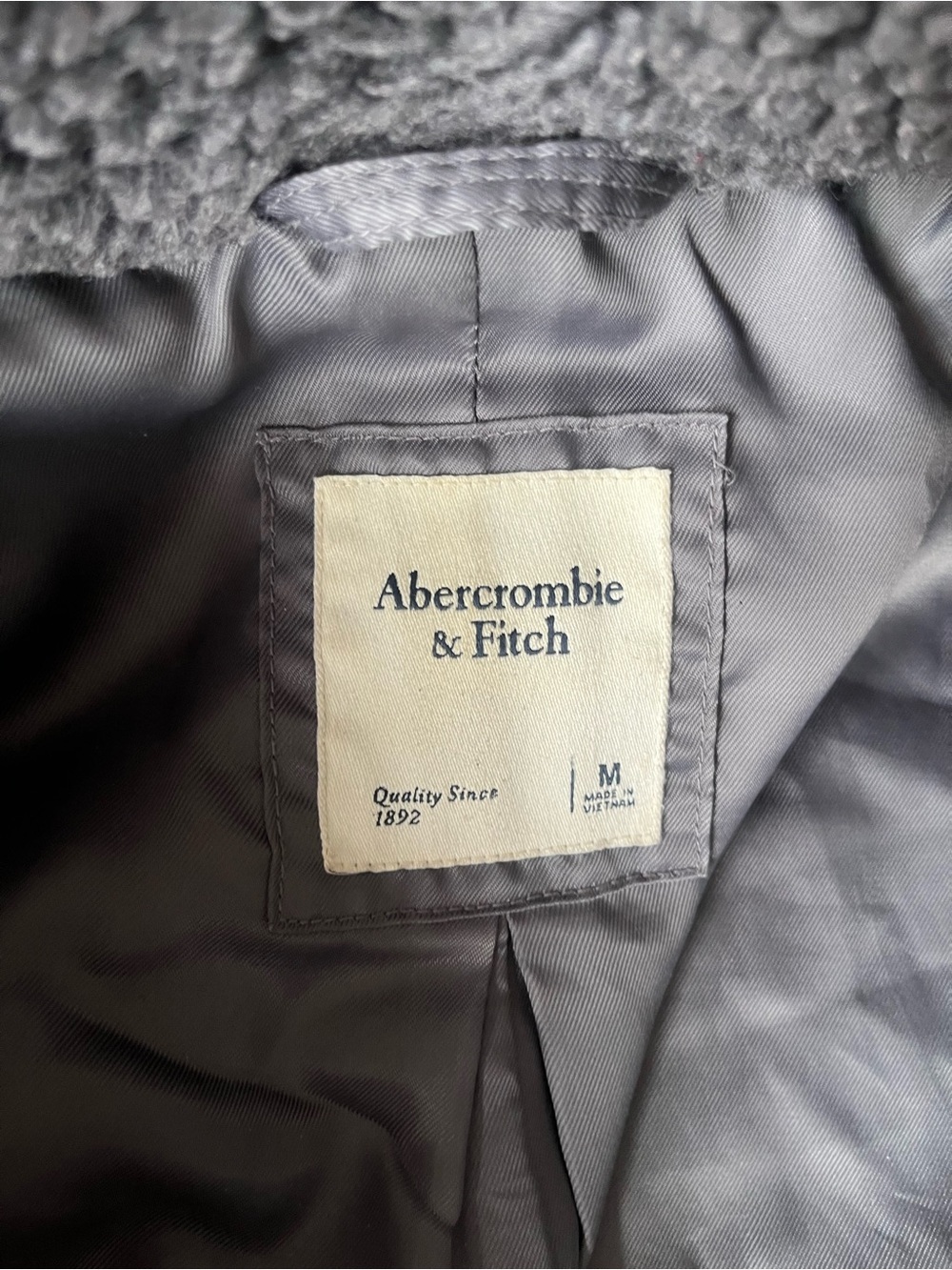 Abercrombie & Fitch Oversized Long-Length Sherpa Teddy Coat, Dark Grey - M - Picture 3 of 3